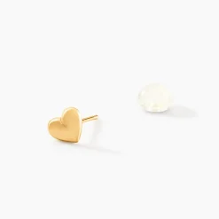 Boucles D'oreilles Puces Aricia Coeur Or Jaune