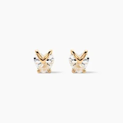 Boucles D'oreilles Puces Abelinia Plaqué Or Jaune Oxyde De Zirconium