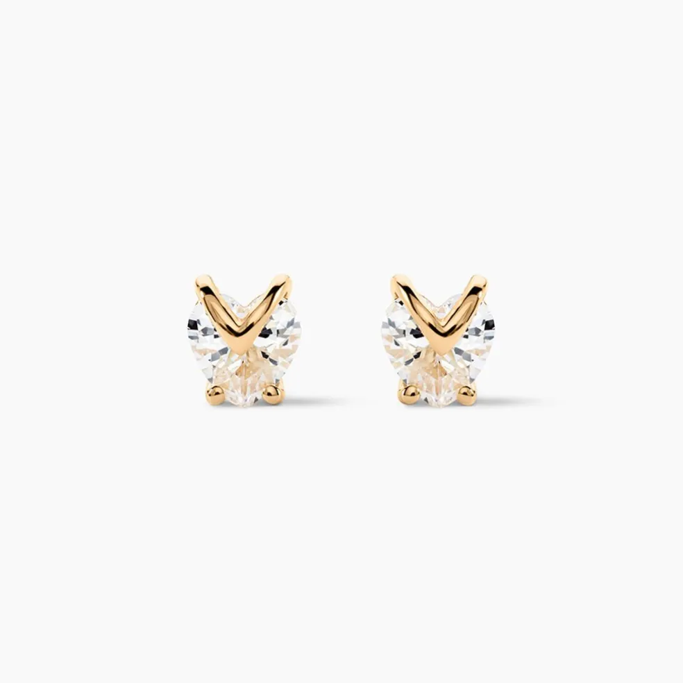 Boucles D'oreilles Puces Abelinia Plaqué Or Jaune Oxyde De Zirconium