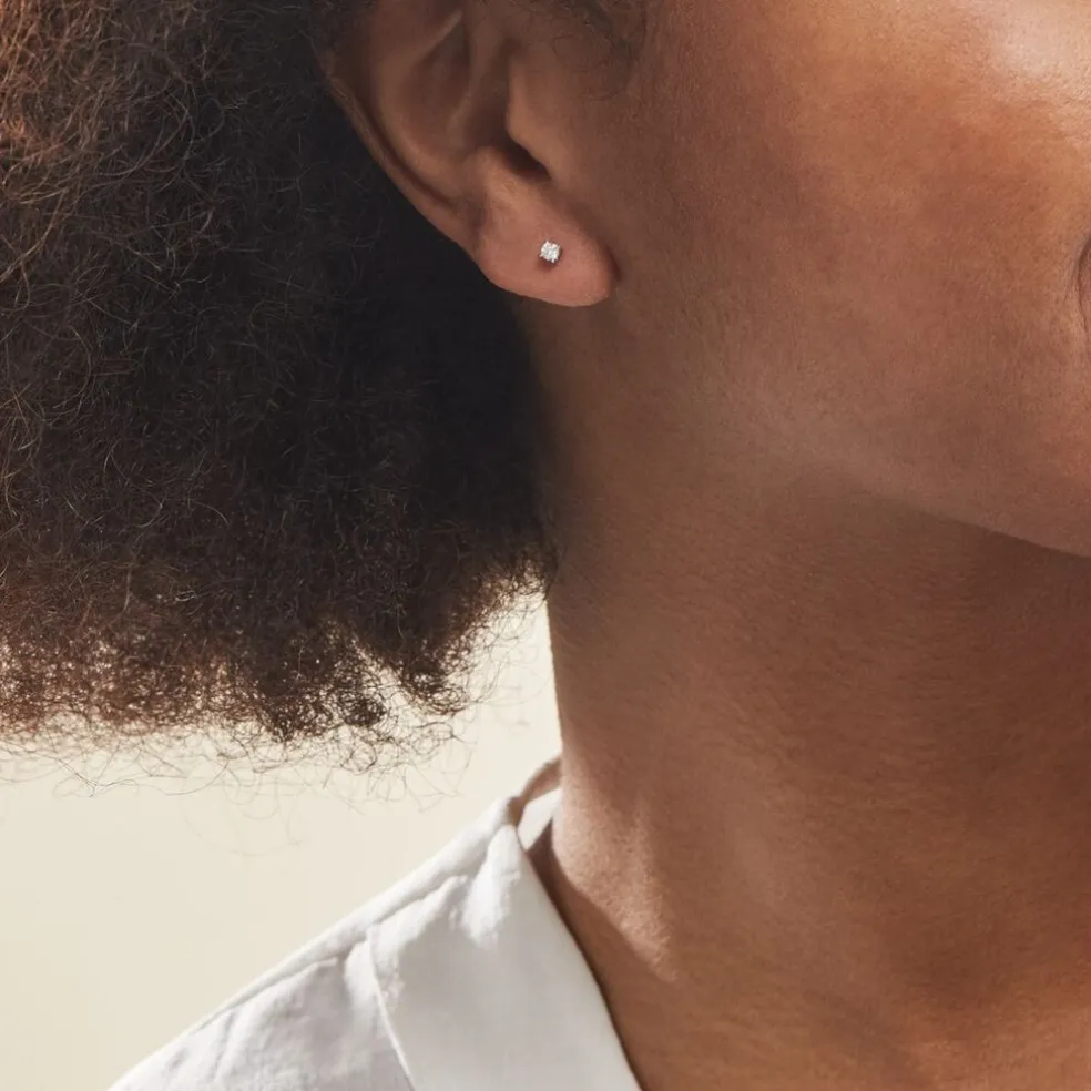 Boucles D'oreilles Puces Aphrodite Or Blanc Diamant