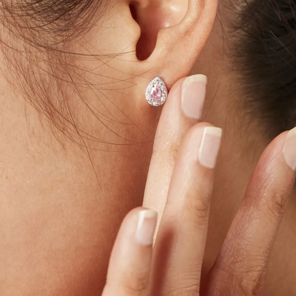 Boucles D'oreilles Puces Argent Blanc Tania Oxydes De Zirconium