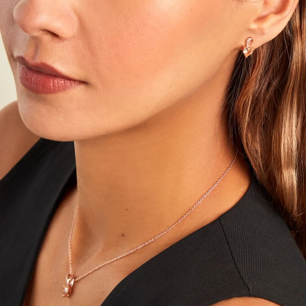 Boucles D'oreilles Puces Atieno Argent Rose Oxyde De Zirconium