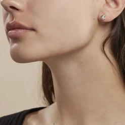 Boucles D'oreilles Puces Anne-andree Argent Blanc Oxyde De Zirconium