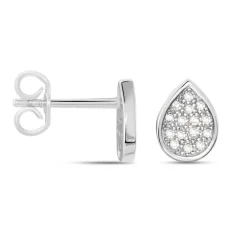 Boucles D'oreilles Puces Argent Blanc Tricoria Oxydes De Zirconium