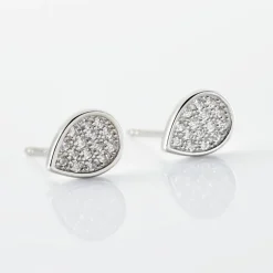 Boucles D'oreilles Puces Argent Blanc Tricoria Oxydes De Zirconium