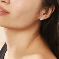 Boucles D'oreilles Puces Argent Blanc Tricoria Oxydes De Zirconium