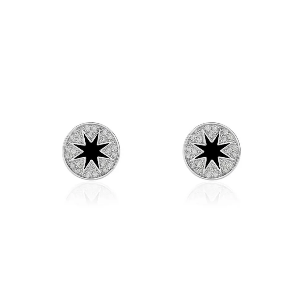 Boucles D'oreilles Puces Argent Blanc Winston Oxydes De Zirconium