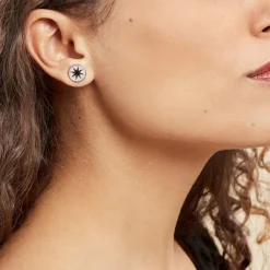 Boucles D'oreilles Puces Argent Blanc Winston Oxydes De Zirconium