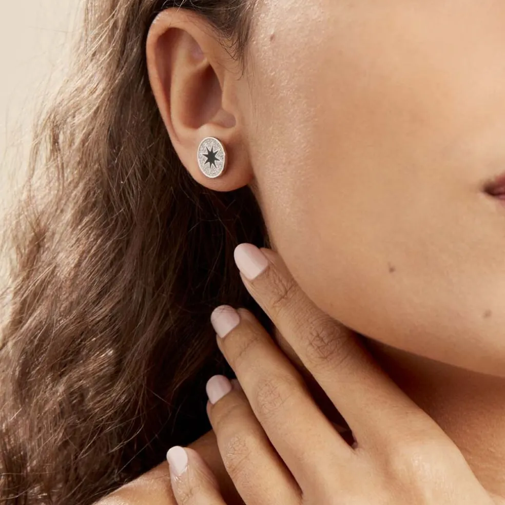 Boucles D'oreilles Puces Argent Blanc Winston Oxydes De Zirconium