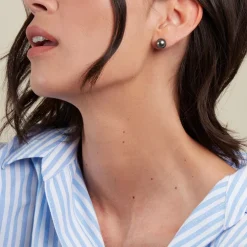 Boucles D'oreilles Puces Alper Or Jaune Perle De Culture De Tahiti