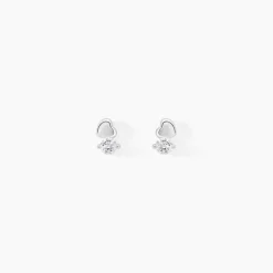 Boucles D'oreilles Puces Amani Argent Blanc Oxyde De Zirconium
