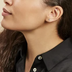 Boucles D'oreilles Puces Amani Argent Blanc Oxyde De Zirconium