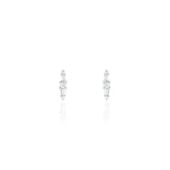 Boucles D'oreilles Puces Adriaan Argent Blanc Oxyde De Zirconium