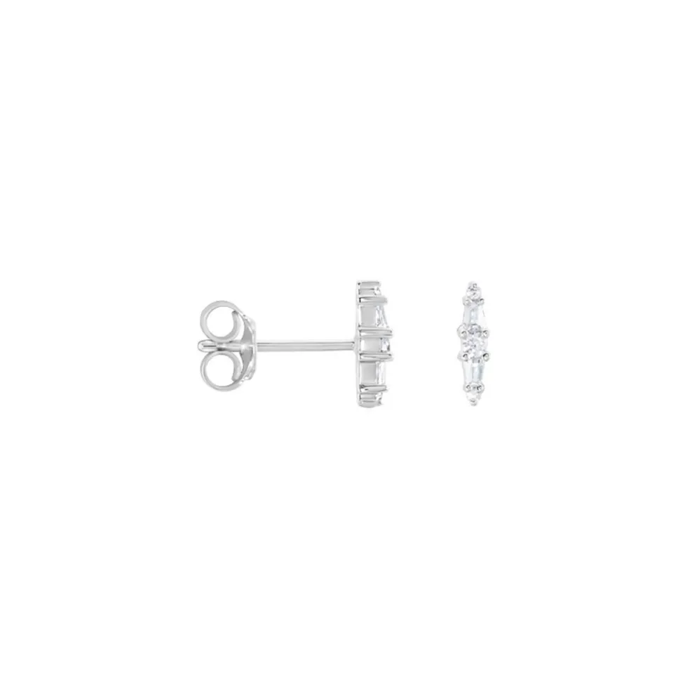 Boucles D'oreilles Puces Adriaan Argent Blanc Oxyde De Zirconium