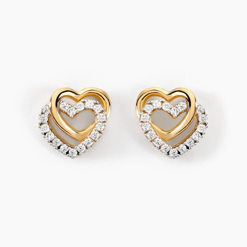 Boucles D'oreilles Puces Ablaye Or Jaune Oxyde De Zirconium