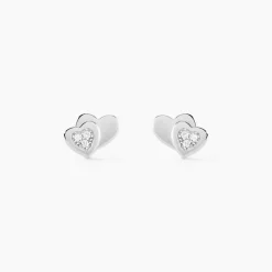 Boucles D'oreilles Puces Argent Blanc Dounyo Oxydes De Zirconium