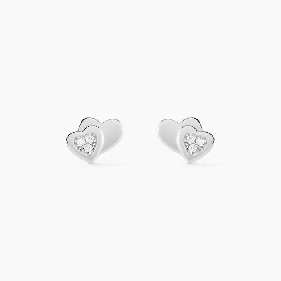 Boucles D'oreilles Puces Argent Blanc Dounyo Oxydes De Zirconium