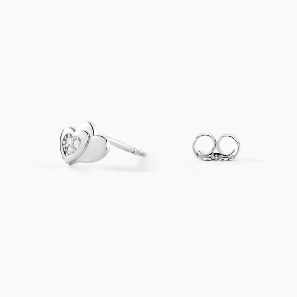 Boucles D'oreilles Puces Argent Blanc Dounyo Oxydes De Zirconium