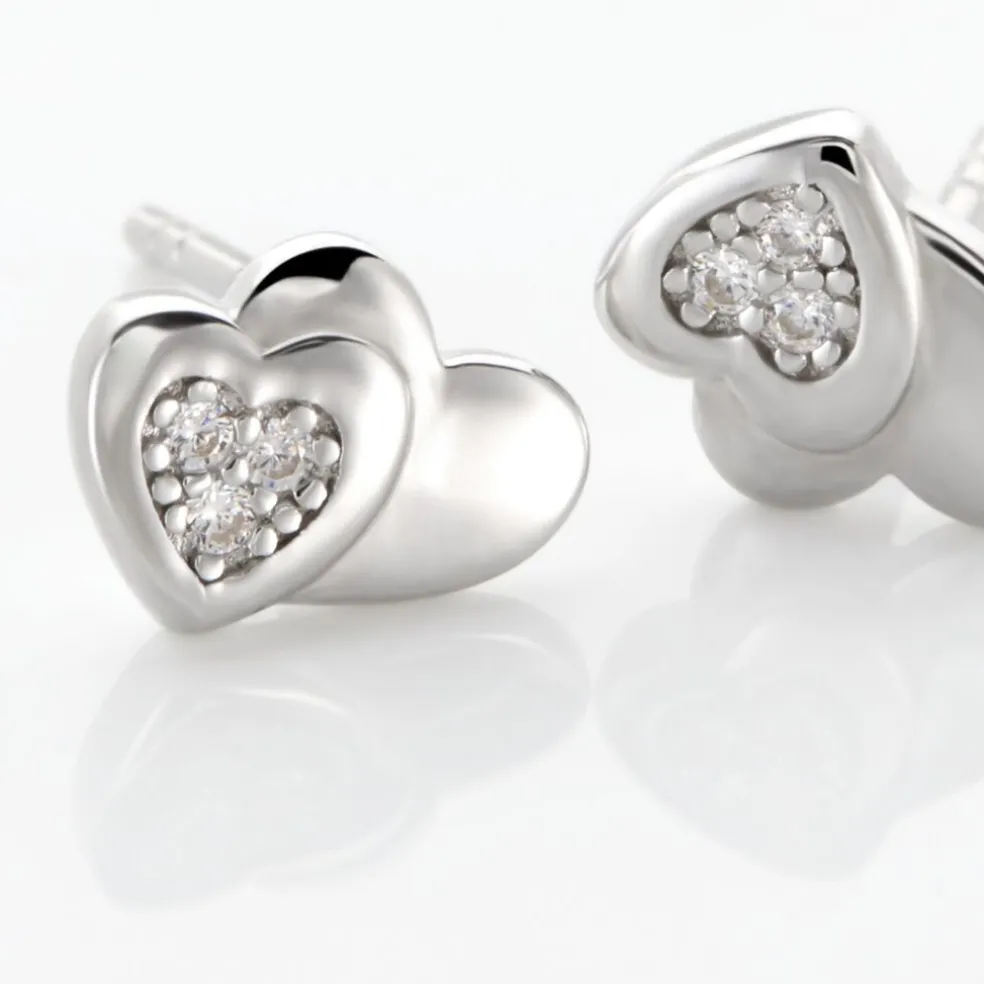Boucles D'oreilles Puces Argent Blanc Dounyo Oxydes De Zirconium