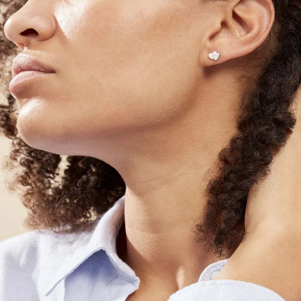 Boucles D'oreilles Puces Argent Blanc Dounyo Oxydes De Zirconium