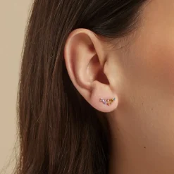 Boucles D'oreilles Puces Archelaus Or Jaune Oxyde De Zirconium