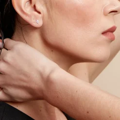 Boucles D'oreilles Puces Astre Precieux Argent Blanc Oxyde