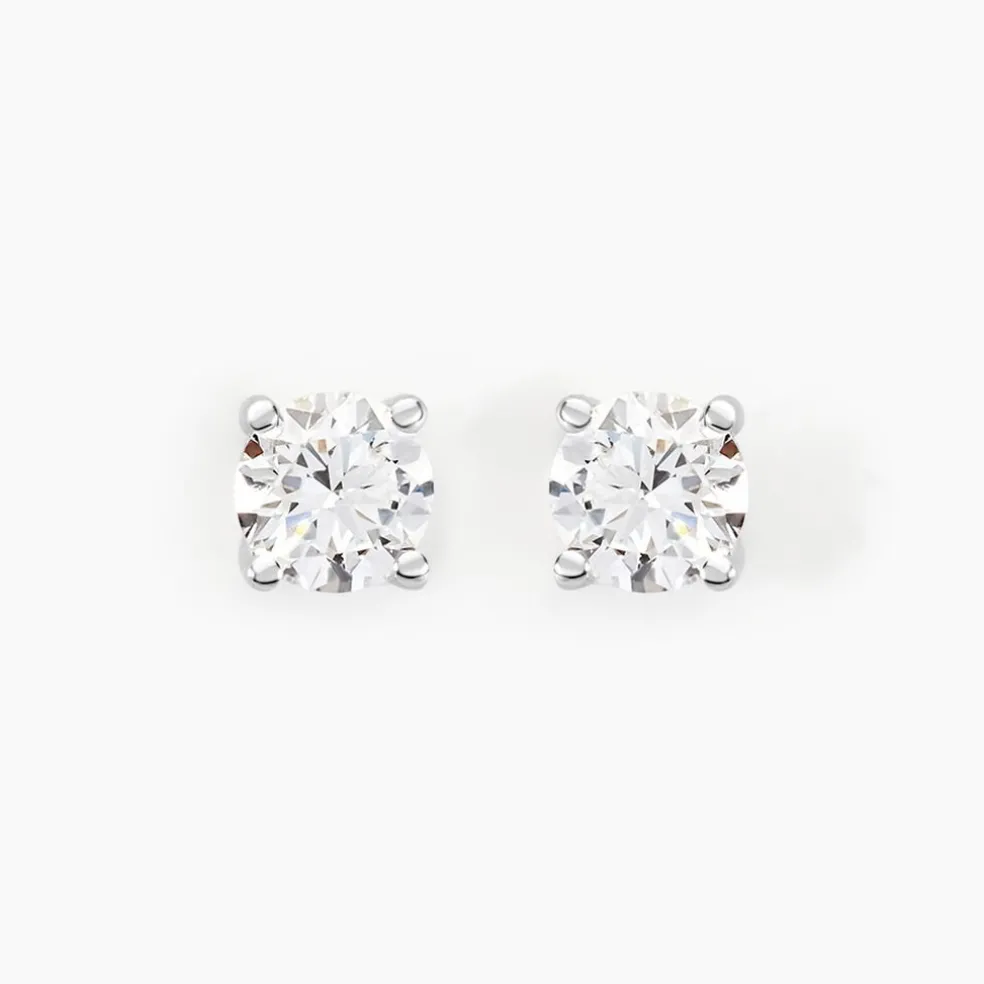 Boucles D'oreilles Puces Aphrodite Or Blanc Diamant