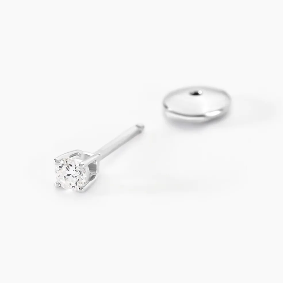 Boucles D'oreilles Puces Aphrodite Or Blanc Diamant