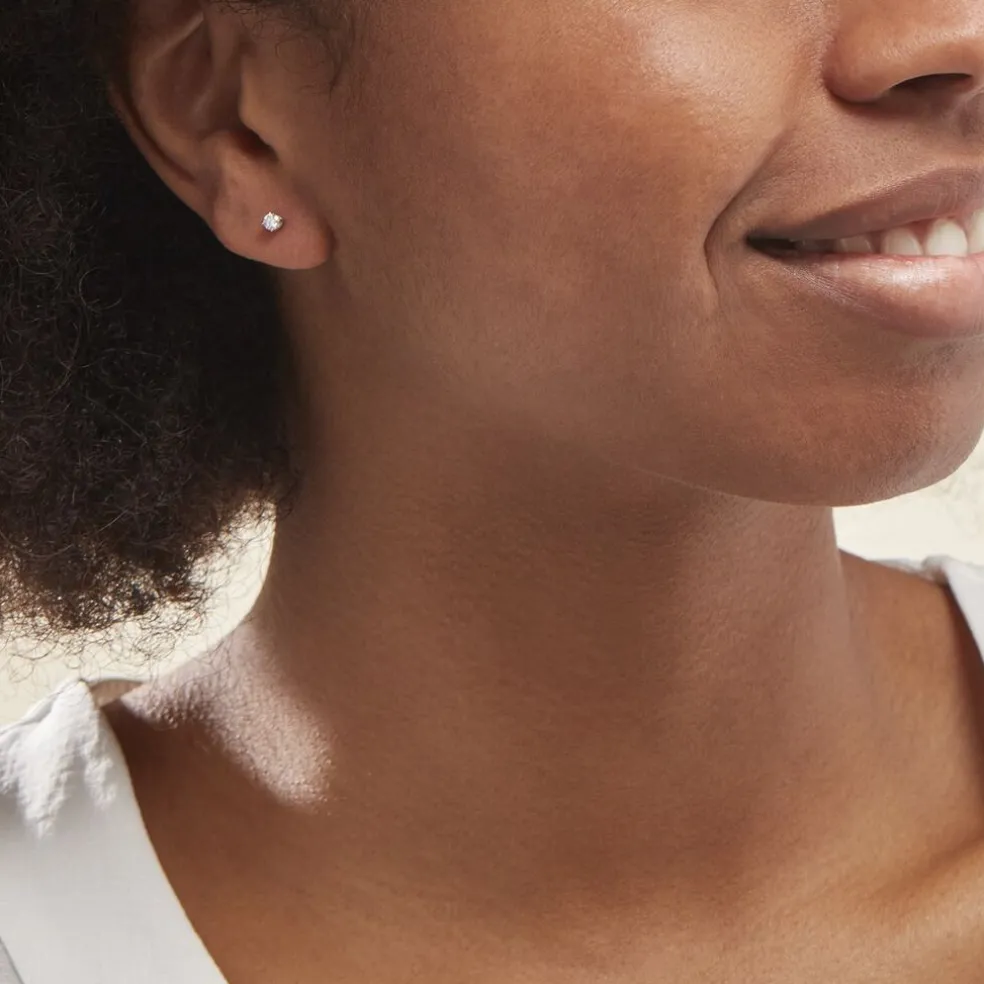 Boucles D'oreilles Puces Aphrodite Or Blanc Diamant