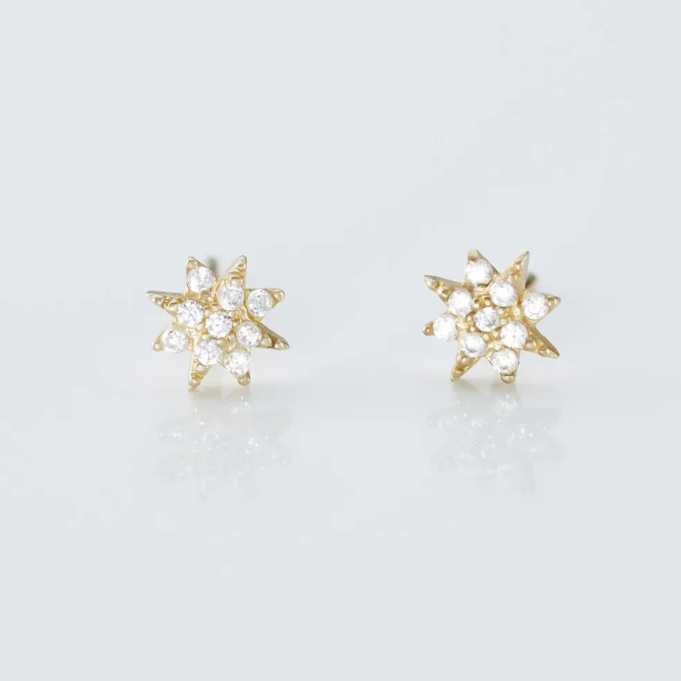 Boucles D'oreilles Puces Aubepine Or Jaune Oxyde