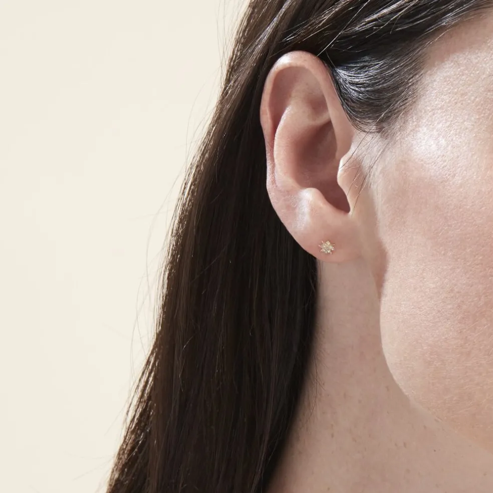 Boucles D'oreilles Puces Aubepine Or Jaune Oxyde