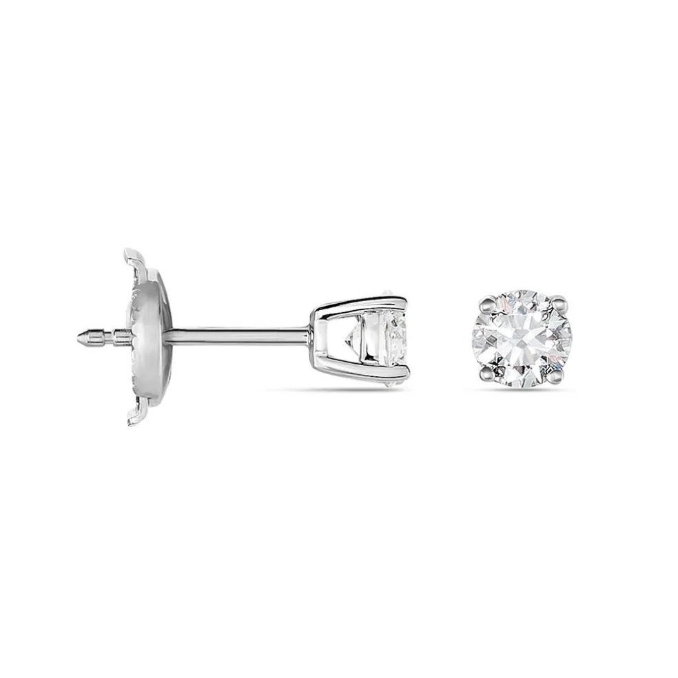 Boucles D'oreilles Puces Aphrodite Or Blanc Diamant