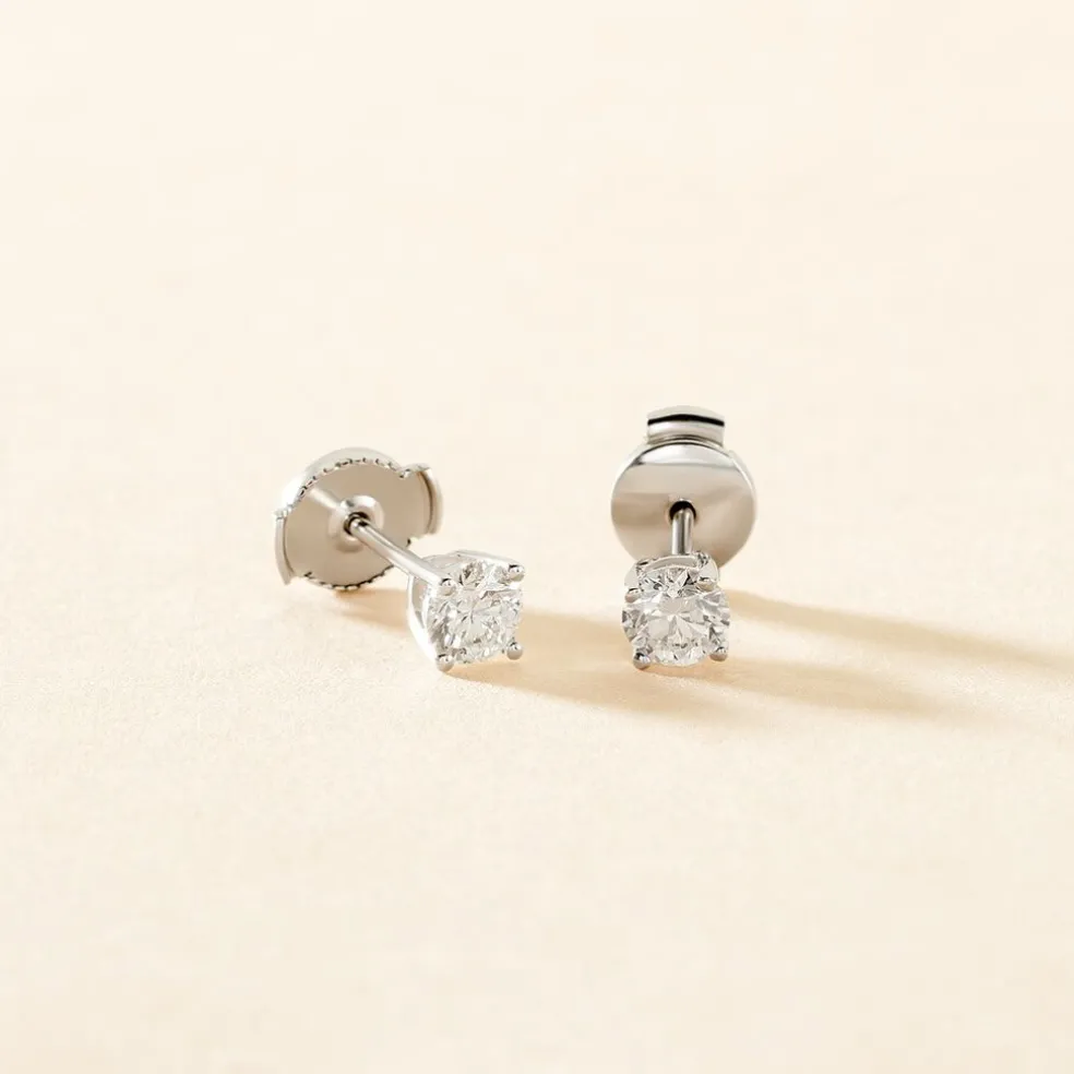 Boucles D'oreilles Puces Aphrodite Or Blanc Diamant