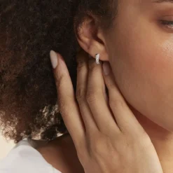 Boucles D'oreilles Puces Aglae Or Blanc Oxyde De Zirconium