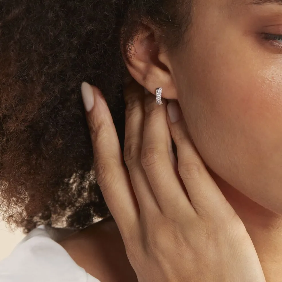 Boucles D'oreilles Puces Aglae Or Blanc Oxyde De Zirconium