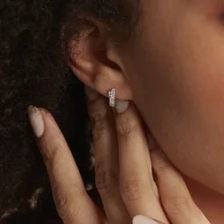 Boucles D'oreilles Puces Aglae Or Blanc Oxyde De Zirconium