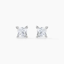Boucles D'oreilles Puces Alys Argent Blanc Oxyde De Zirconium