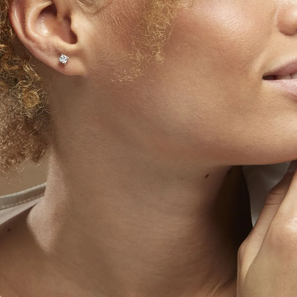 Boucles D'oreilles Puces Alys Argent Blanc Oxyde De Zirconium