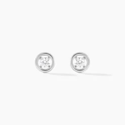 Boucles D'oreilles Puces Argent Blanc Laureto Oxydes De Zirconium
