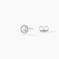 Boucles D'oreilles Puces Argent Blanc Laureto Oxydes De Zirconium