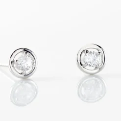 Boucles D'oreilles Puces Argent Blanc Laureto Oxydes De Zirconium