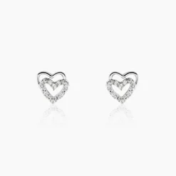 Boucles D'oreilles Puces Aoki Argent Blanc Oxyde De Zirconium