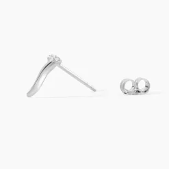 Boucles D'oreilles Puces Amalthee Argent Blanc Oxyde De Zirconium