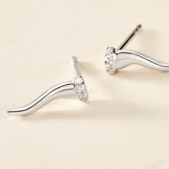 Boucles D'oreilles Puces Amalthee Argent Blanc Oxyde De Zirconium