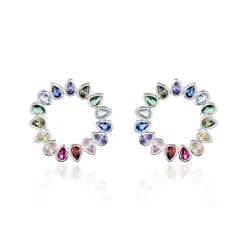 Boucles D'oreilles Puces Argent Blanc Ethem Oxydes Spinelles