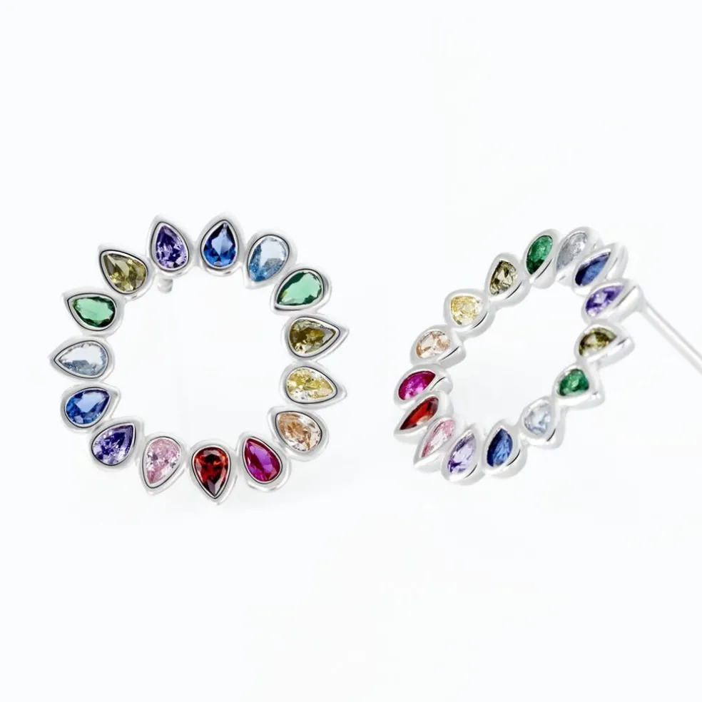 Boucles D'oreilles Puces Argent Blanc Ethem Oxydes Spinelles