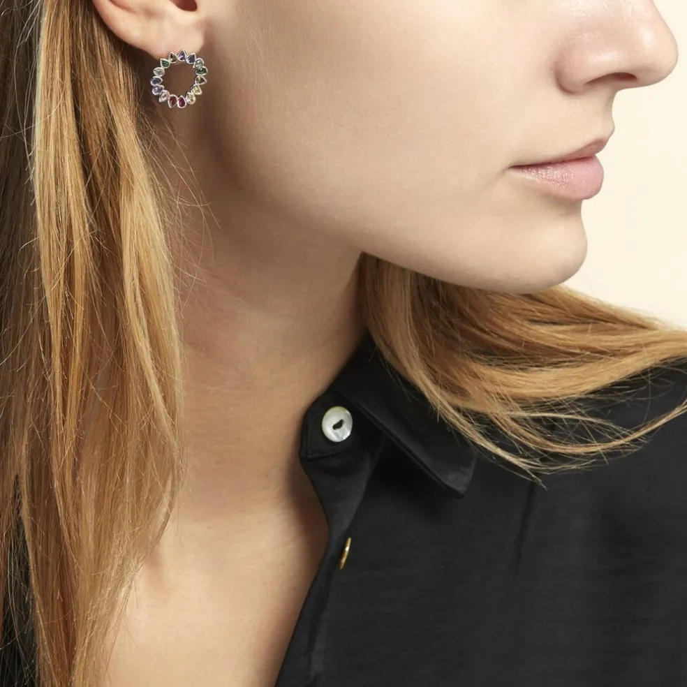 Boucles D'oreilles Puces Argent Blanc Ethem Oxydes Spinelles