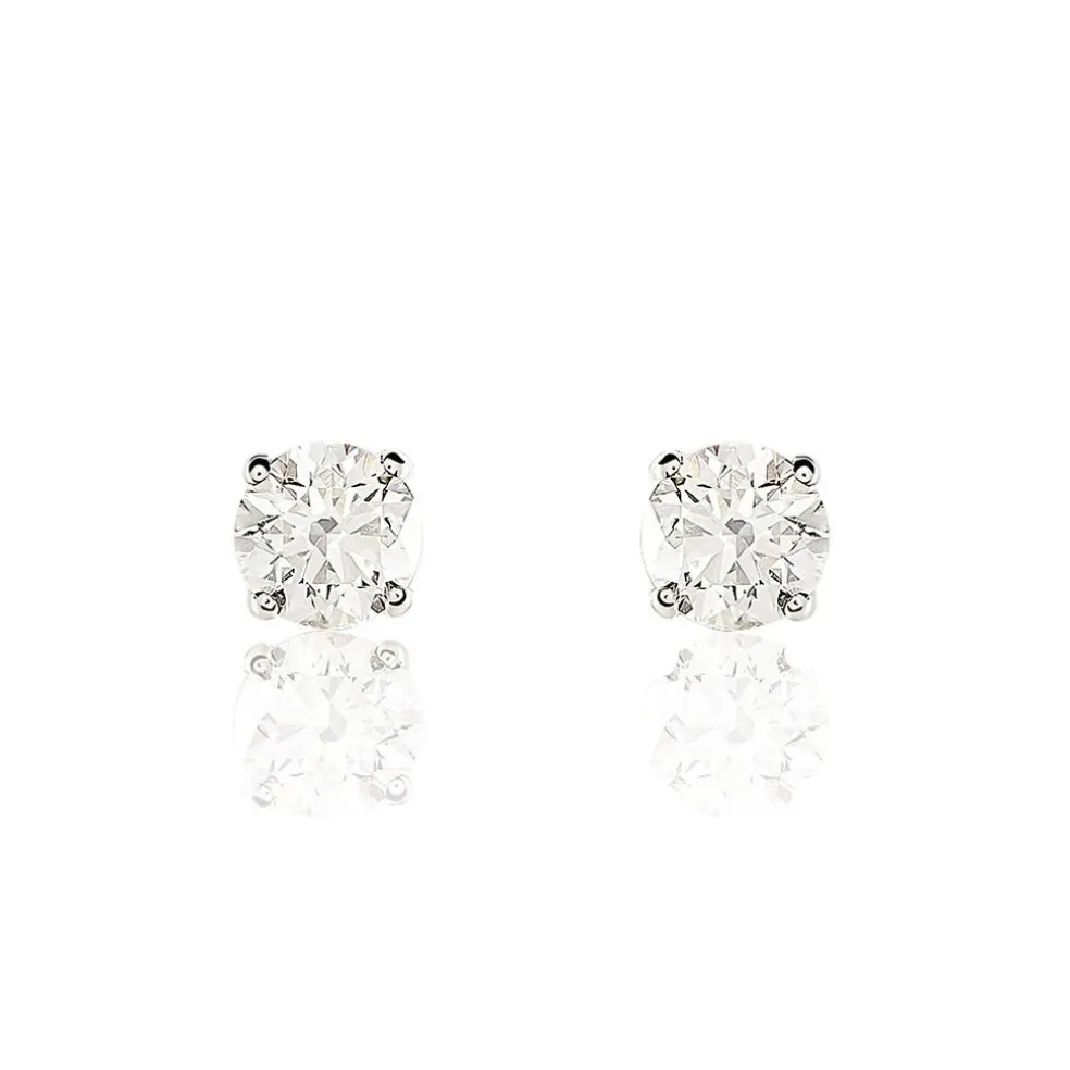 Boucles D'oreilles Puces Aphrodite Platine Blanc Diamant