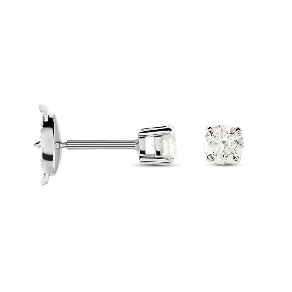 Boucles D'oreilles Puces Aphrodite Platine Blanc Diamant