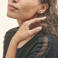 Boucles D'oreilles Puces Anne-maudae Triple Coeurs Or Bicolore